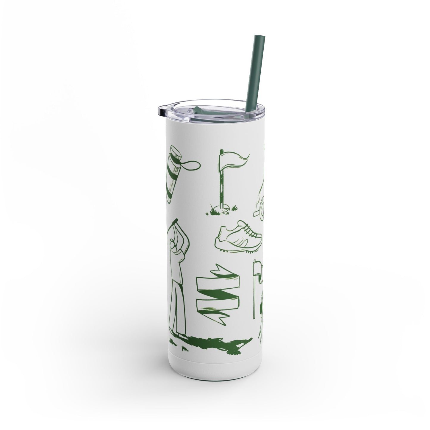 Golf-Themed Skinny Tumbler, 20oz | Hot or Cold drinks. Keeps drinks hot for 12 hours and cold for 24 hours. Perfect for Golf Lovers, Sports Events, Gifts, Outdoor Use, Eco-Friendly Drinkware