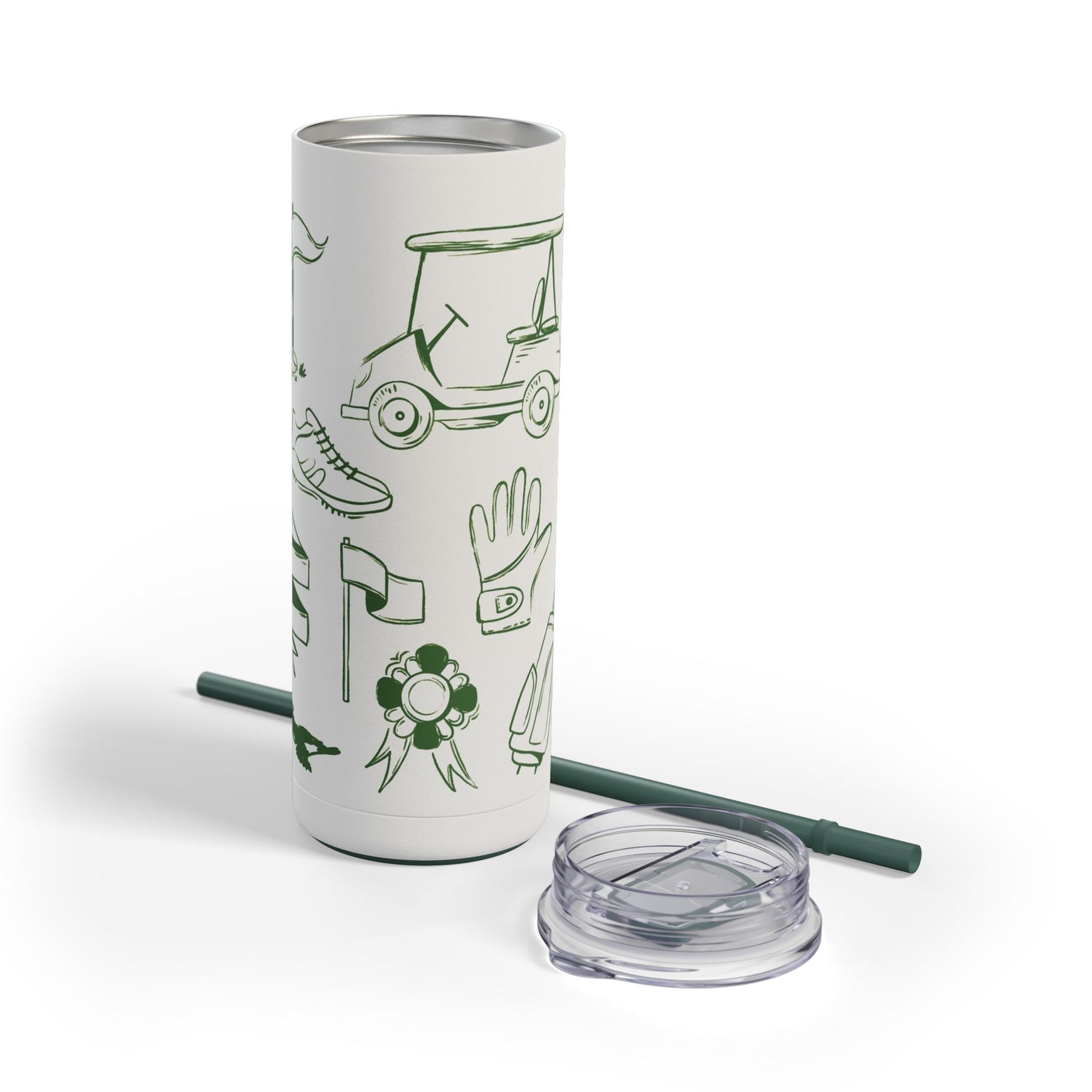 Golf-Themed Skinny Tumbler, 20oz | Hot or Cold drinks. Keeps drinks hot for 12 hours and cold for 24 hours. Perfect for Golf Lovers, Sports Events, Gifts, Outdoor Use, Eco-Friendly Drinkware