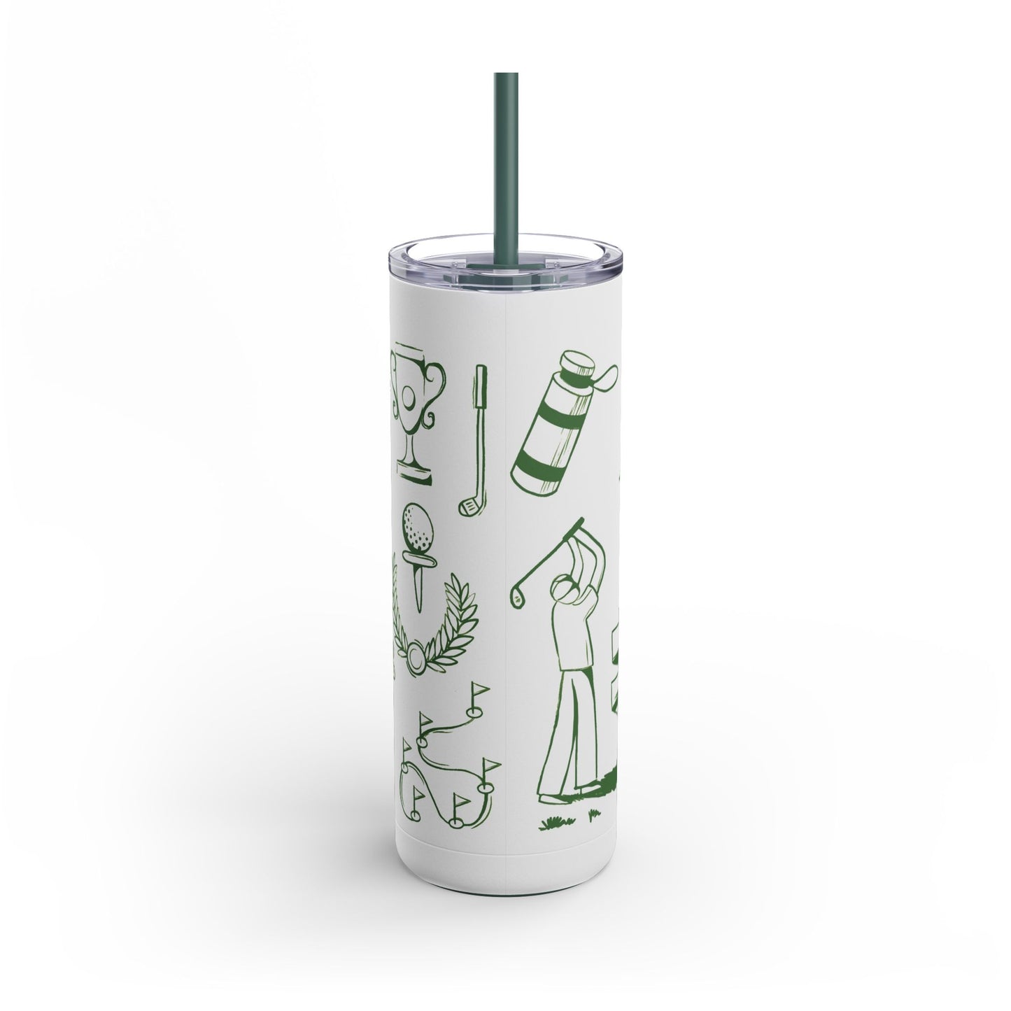 Golf-Themed Skinny Tumbler, 20oz | Hot or Cold drinks. Keeps drinks hot for 12 hours and cold for 24 hours. Perfect for Golf Lovers, Sports Events, Gifts, Outdoor Use, Eco-Friendly Drinkware