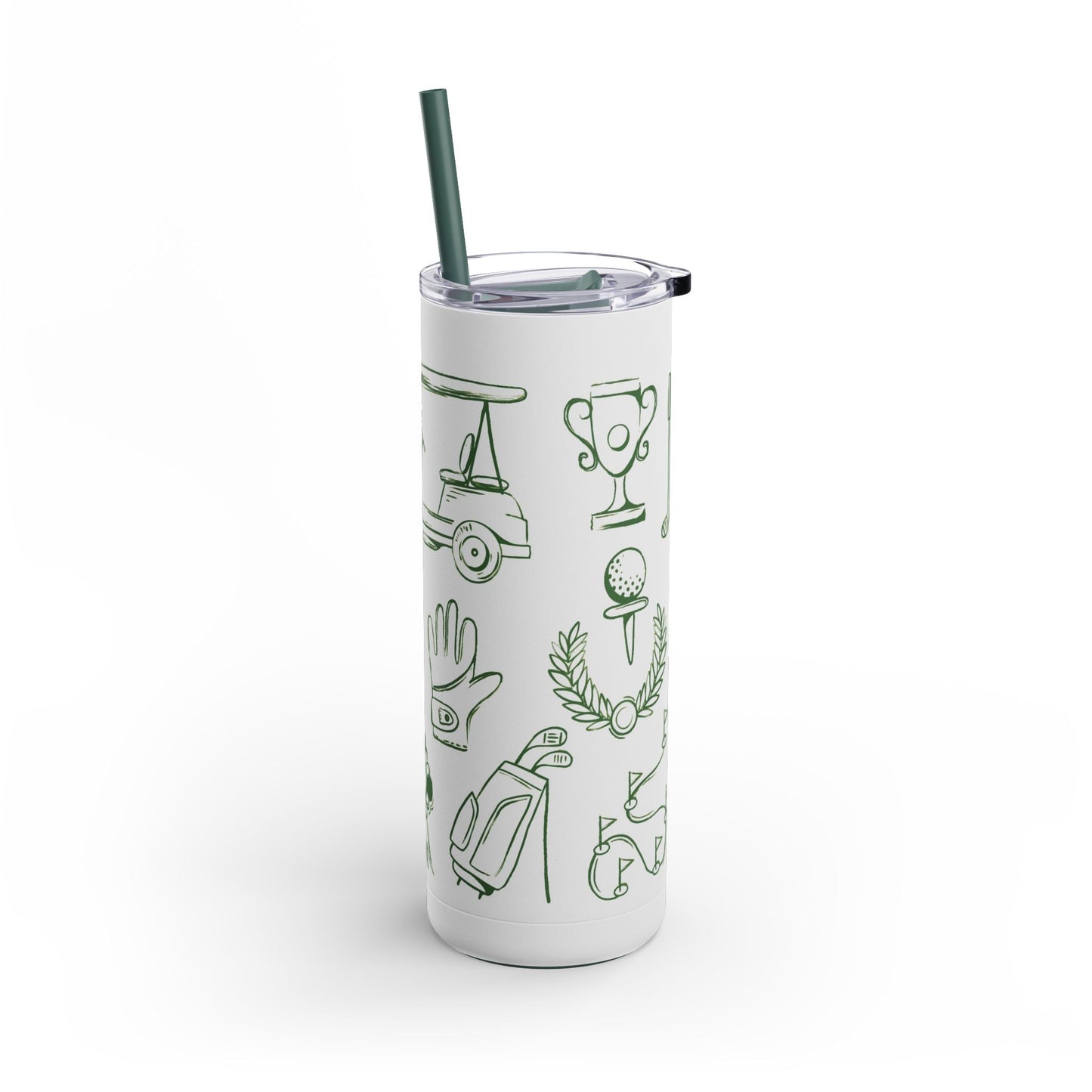Golf-Themed Skinny Tumbler, 20oz | Hot or Cold drinks. Keeps drinks hot for 12 hours and cold for 24 hours. Perfect for Golf Lovers, Sports Events, Gifts, Outdoor Use, Eco-Friendly Drinkware