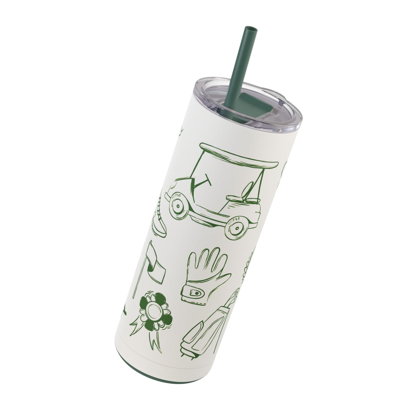 Golf-Themed Skinny Tumbler, 20oz | Hot or Cold drinks. Keeps drinks hot for 12 hours and cold for 24 hours. Perfect for Golf Lovers, Sports Events, Gifts, Outdoor Use, Eco-Friendly Drinkware