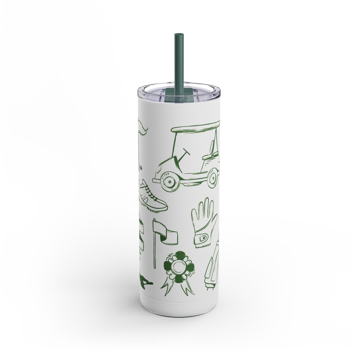 Golf-Themed Skinny Tumbler, 20oz | Hot or Cold drinks. Keeps drinks hot for 12 hours and cold for 24 hours. Perfect for Golf Lovers, Sports Events, Gifts, Outdoor Use, Eco-Friendly Drinkware